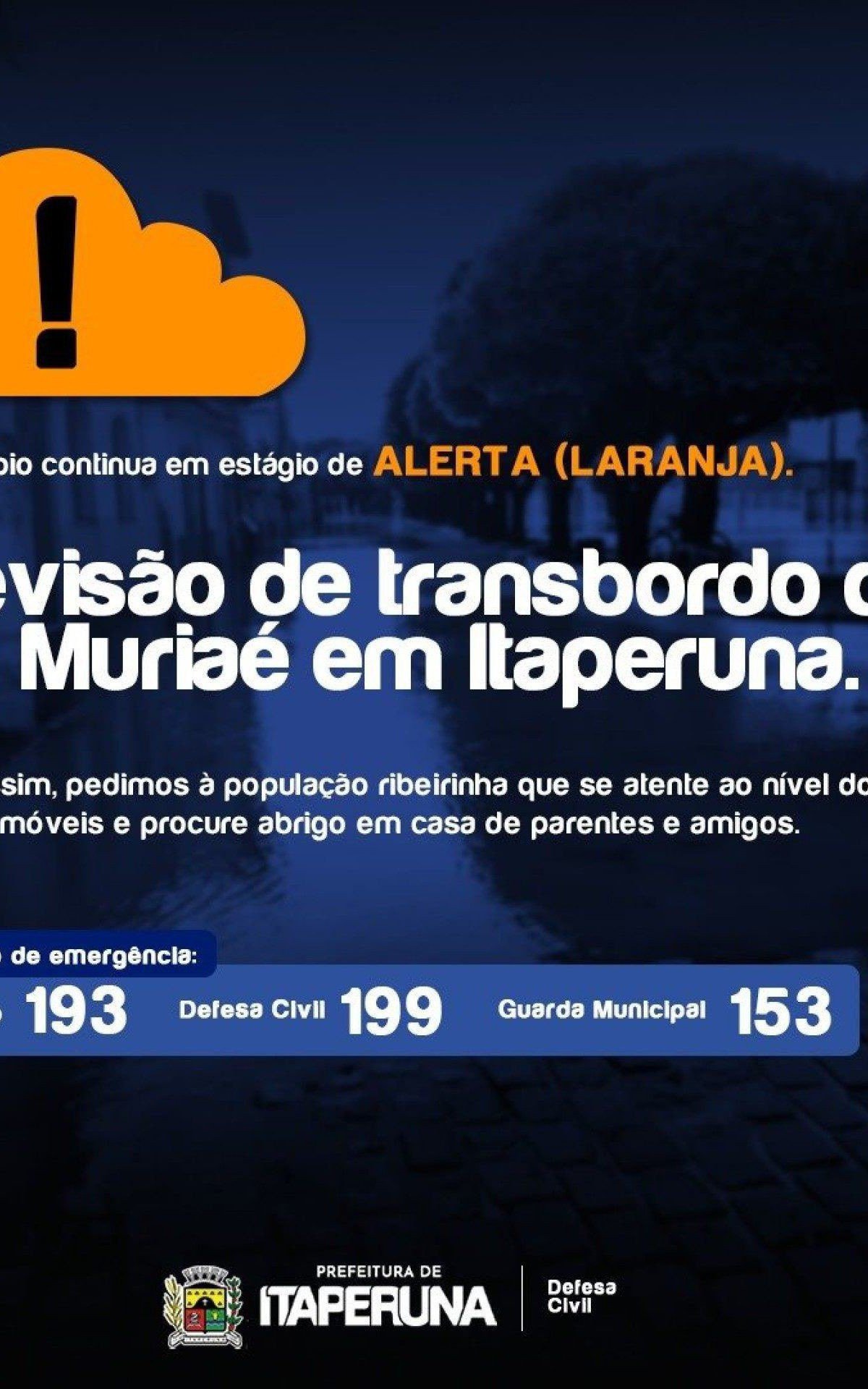 Entretanto, não há motivo para pânico. Apesar da orientação, não há previsão de inundações semelhantes à janeiro e fevereiro de 2020. 