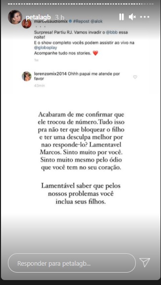 Post de Pétala Barreiros - Reprodução