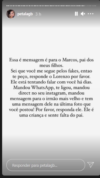 Post de Pétala Barreiros - Reprodução