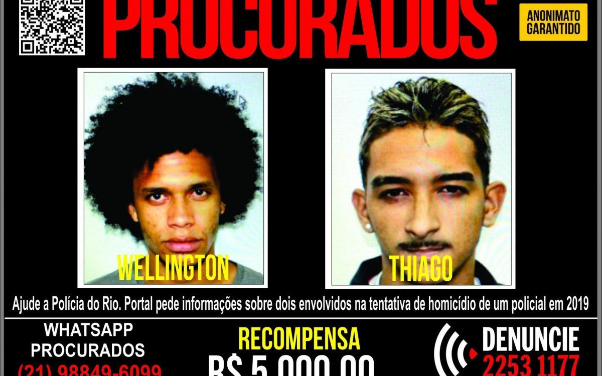 O Portal Dos Procurados busca informações sobre dois envolvidos na tentativa de homicídio de um Policial Militar - Divulgação/ Portal dos Procurados