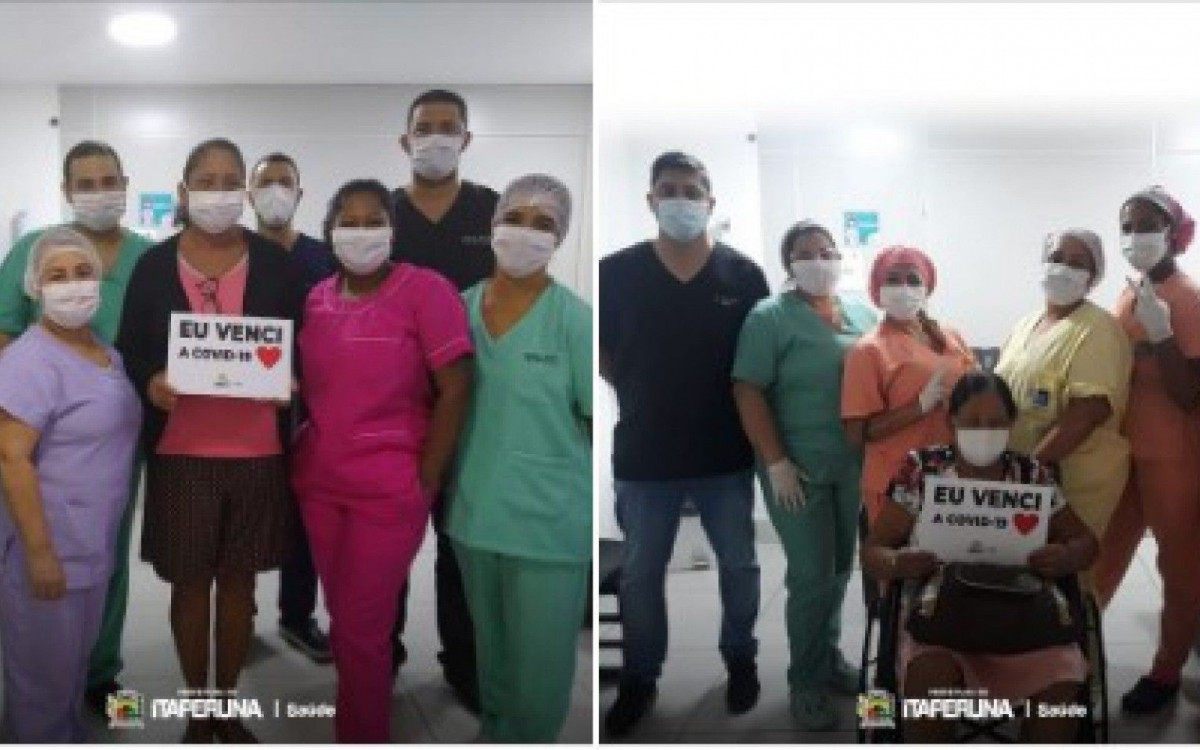 Duas pessoas receberam alta do Posto de Urgência Covid-19, em Itaperuna, no Noroeste Fluminense. 