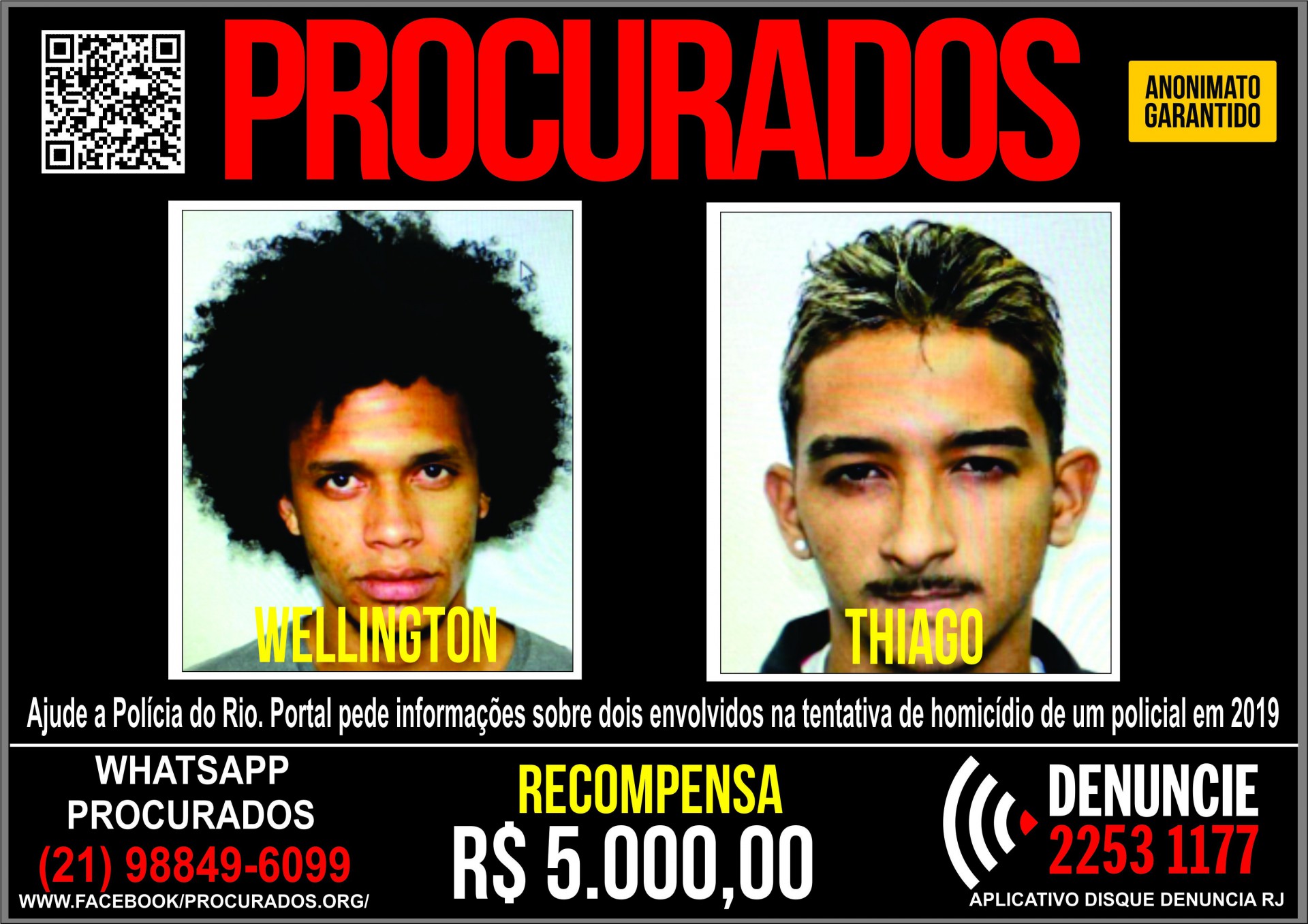 Portal dos Procurados pede informações sobre dupla suspeita de espancar PM em bloco de Carnaval em 2019