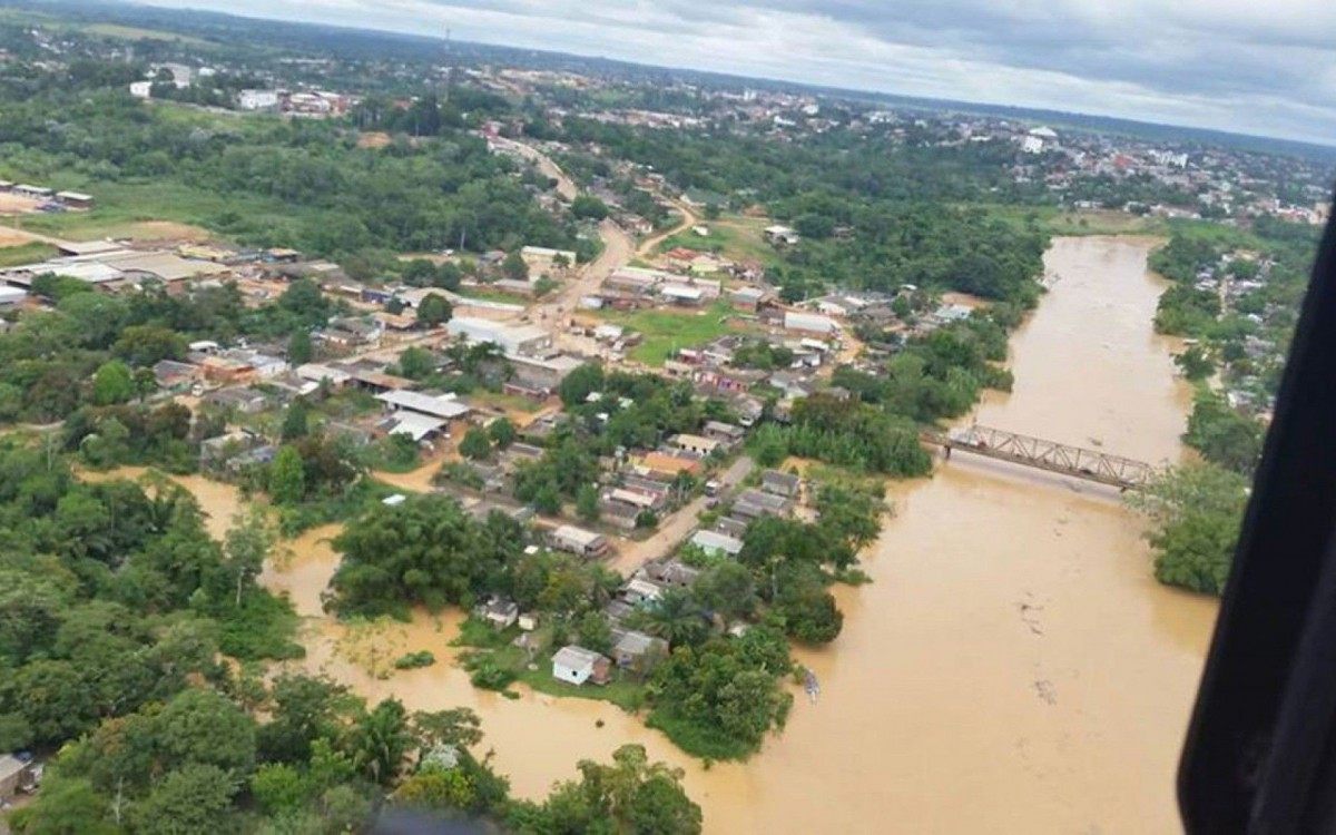 Em Assis Brasil, o Rio Acre já baixou mais de 3,5 metros - Divulgação Secom Acre