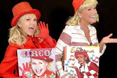 Xuxa e Eliana gravam juntas e reproduzem capas de discos uma da outra