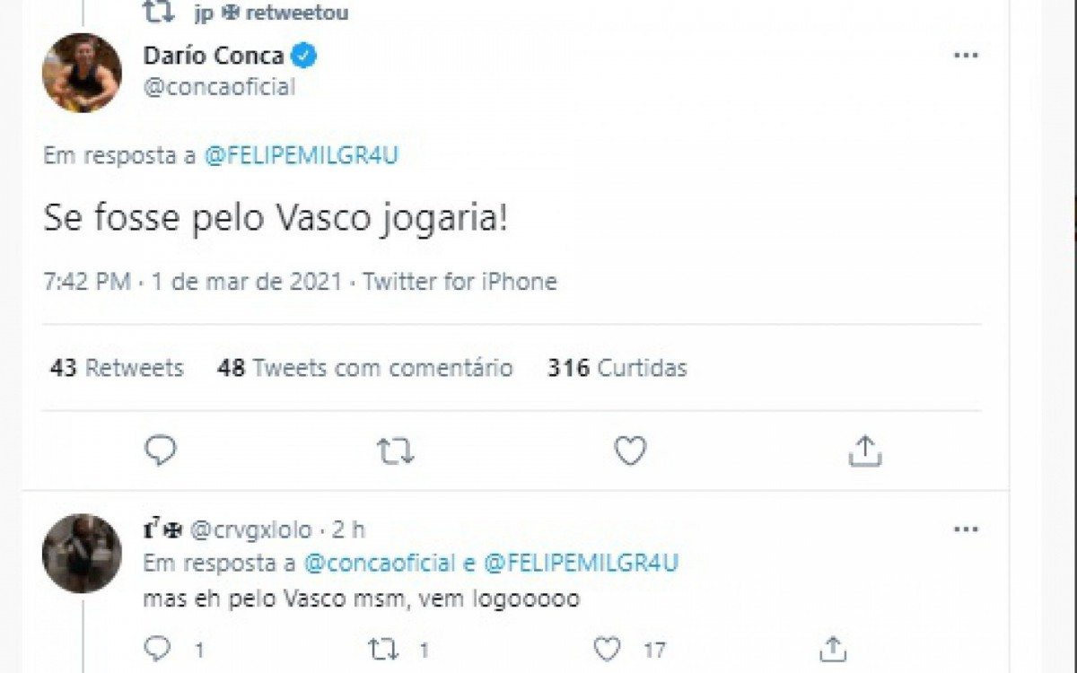 Conca diz que toparia defender o Vasco