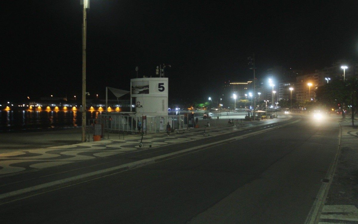 Fechamento de bares e restaurantes durante a madrugada. Na foto, Avenida Atlântica, no posto 5.