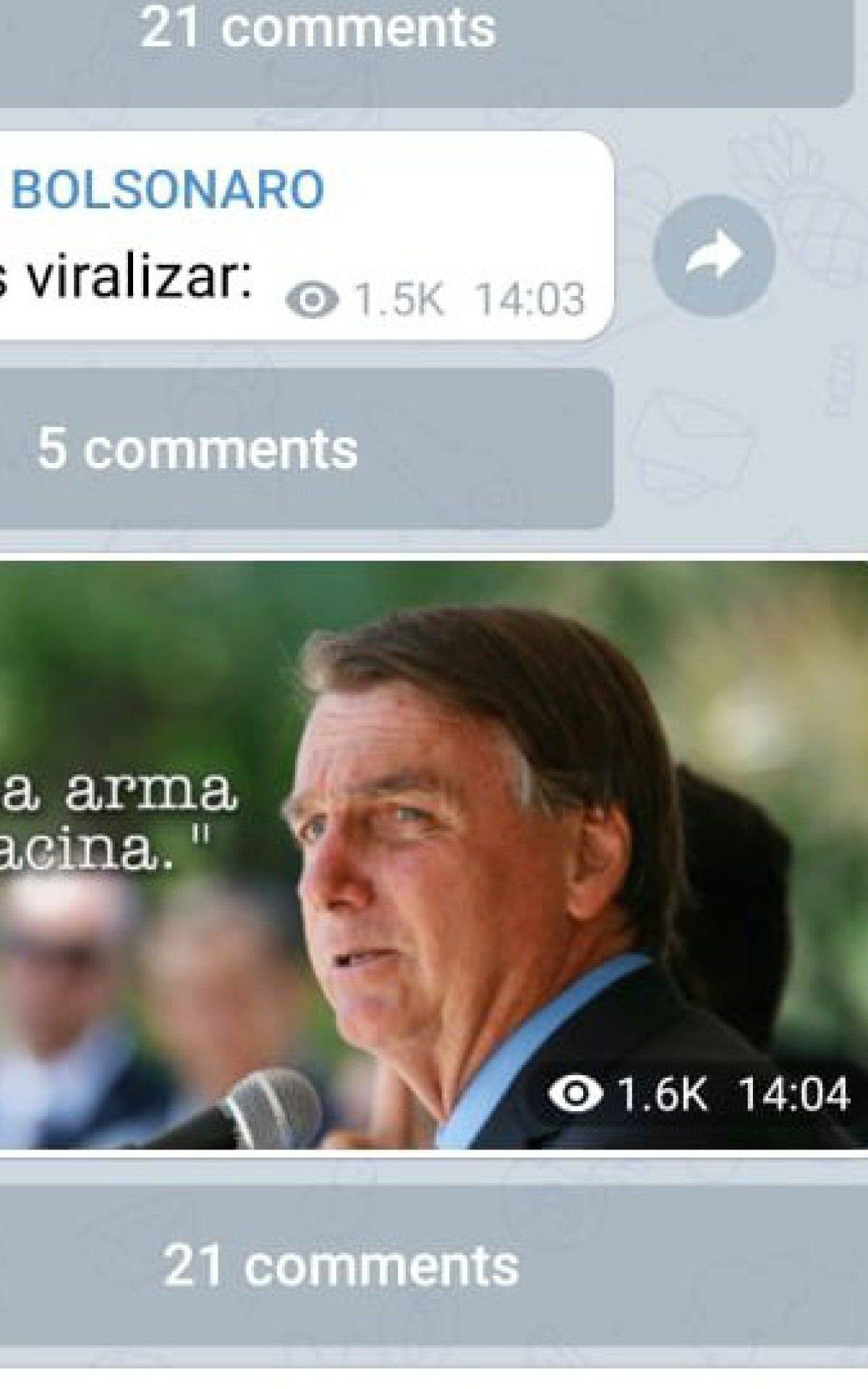 Ap&oacute;s negar vacina, canal de Fl&aacute;vio Bolsonaro no Telegram pede viraliza&ccedil;&atilde;o de mensagem a favor do imunizante