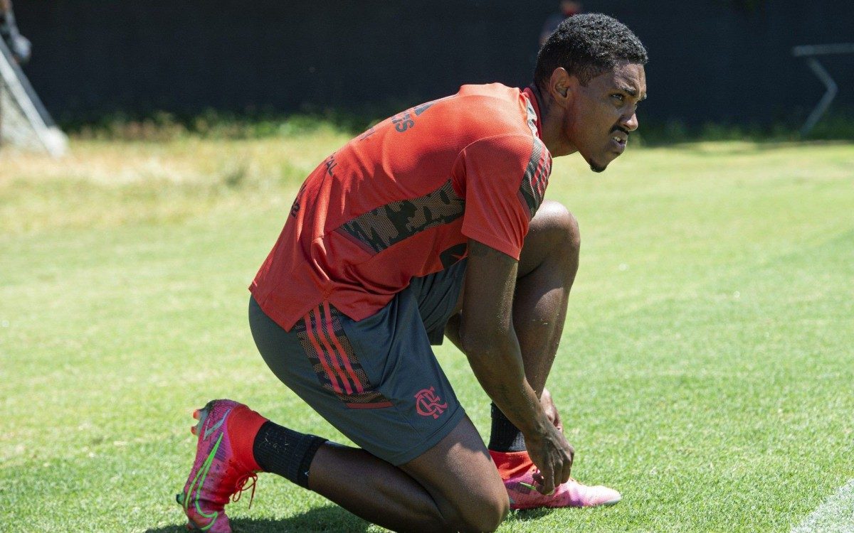 Jogador Vitinho, Atividade no Ninho - 11-03-2021. (Alexandre Vidal/Flamengo)