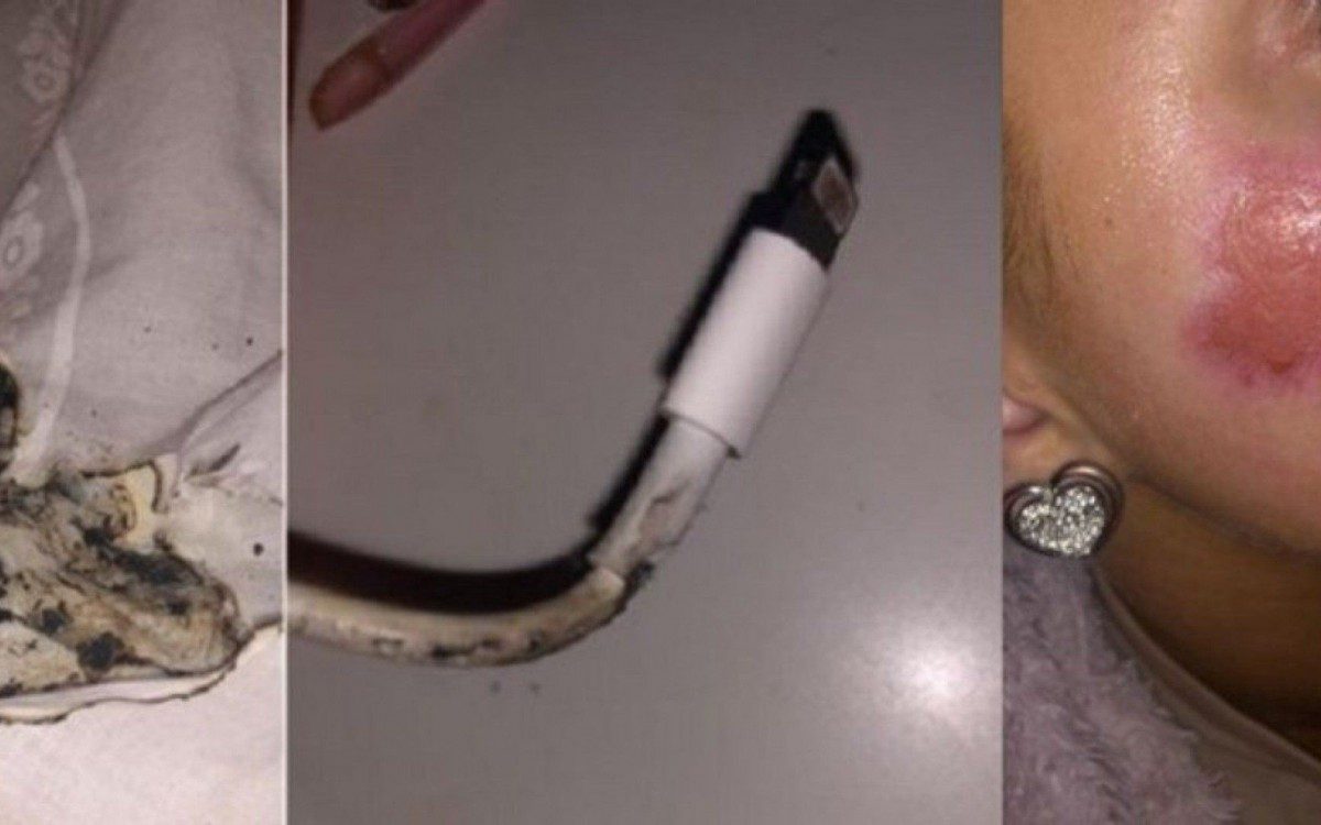 Carregador de iPhone pega fogo