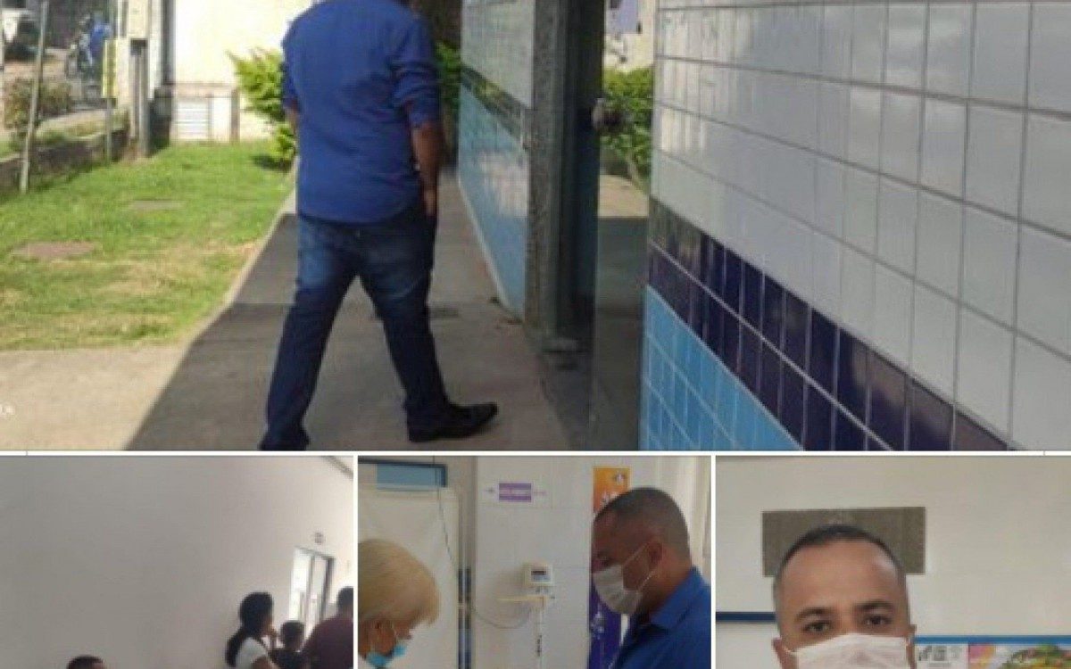 Sequ&ecirc;ncia de imagens mostra que Valter Almeida foi &agrave; UBS para realizar o teste, mas n&atilde;o h&aacute; textos explicativos