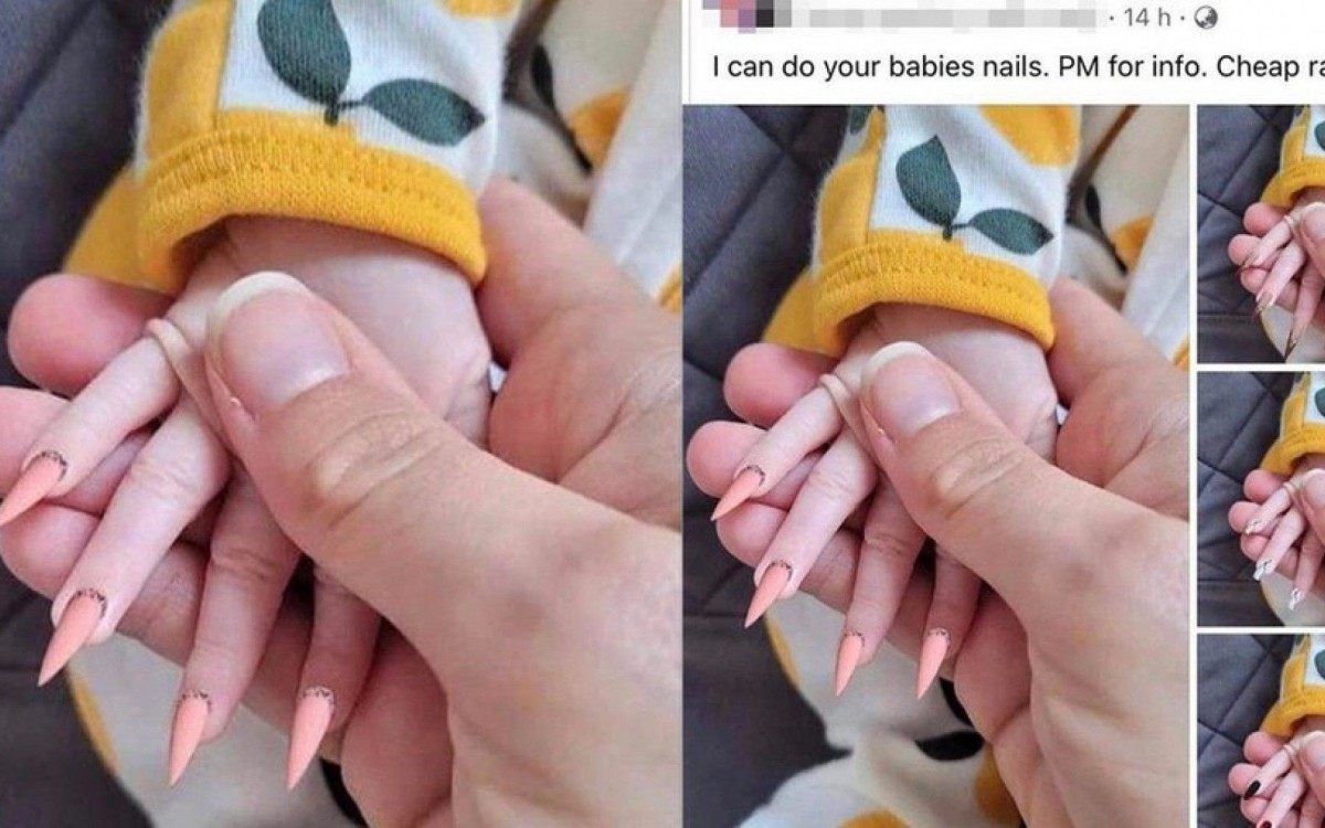 Prints da publicação foram parar no Reddit, rede social muito usada no exterior, e diversas pessoas ficaram chocadas com as unhas da bebê