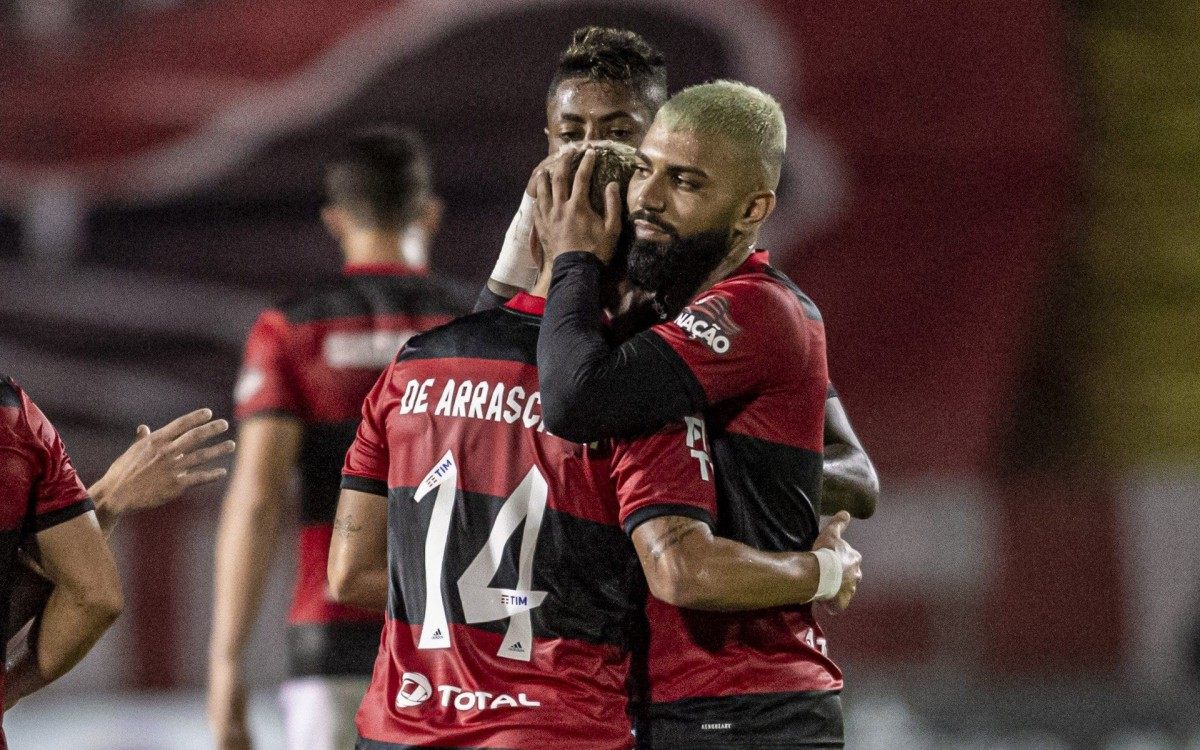 Gabigol, Arrascaerta e Bruno Henrique, o trio artilheiro do Flamengo - Marcelo Cortes / Flamengo