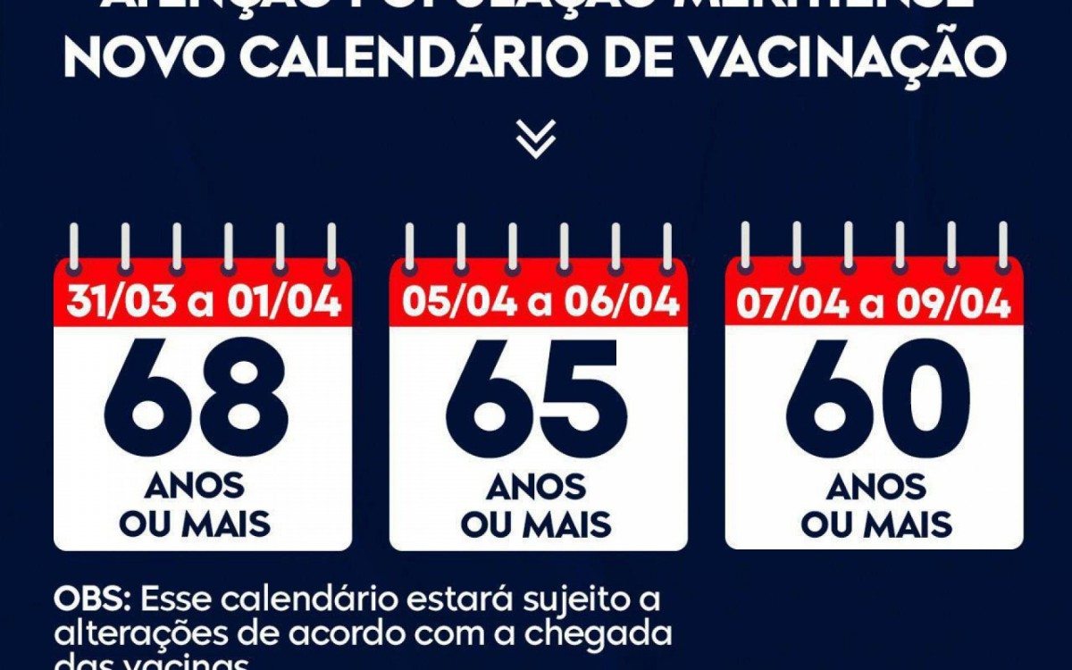 A partir da pr&oacute;xima segunda-feira (5), a faixa et&aacute;ria contemplada na vacina&ccedil;&atilde;o ser&aacute; a de 65 anos