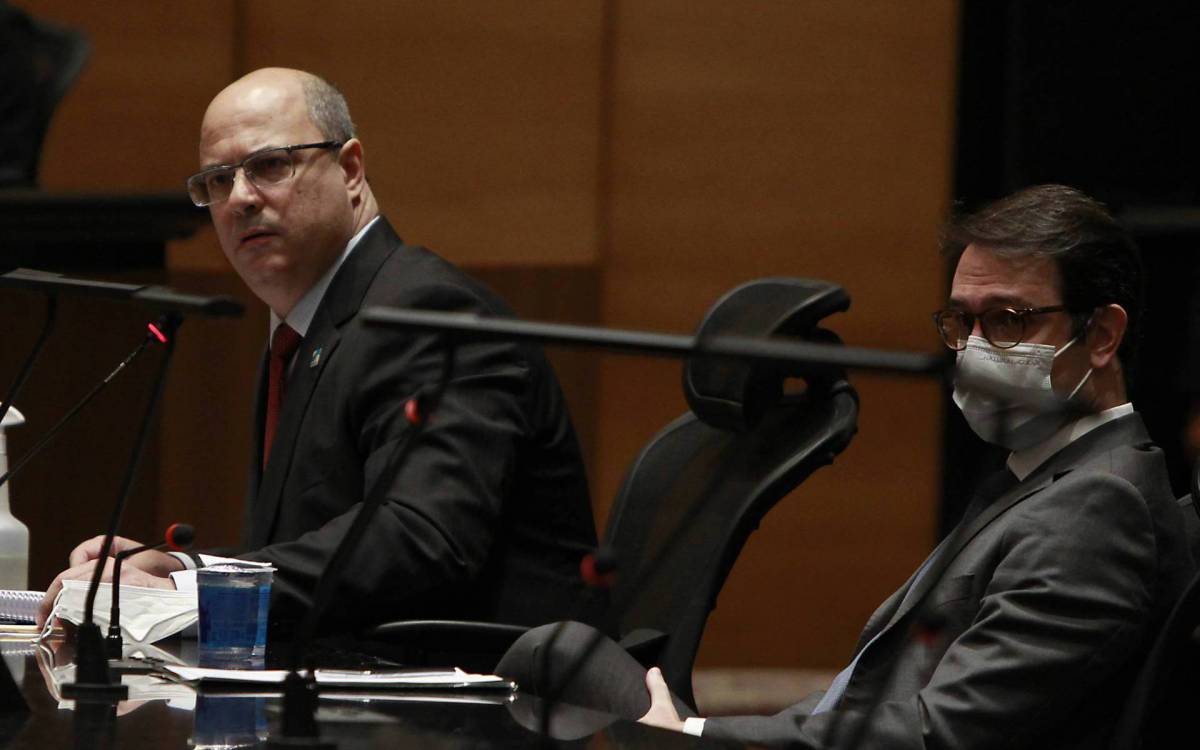 RIO DE JANEIRO(RJ), 07/04/2021 - Impeachment / Governador / Wilson Witzel / Pol&iacute;tica - O presidente do Tribunal de Justi&ccedil;a (TJRJ) e do Tribunal Especial Misto (TEM),  desembargador Henrique Carlos de Andrade Figueira, conduziu sess&atilde;o do TEM em que foi ouvido o ex-secret&aacute;rio estadual de Sa&uacute;de, Edmar Santos, e realizado o interrogat&oacute;rio do governador afastado, Wilson Witzel do (PSC). Foto: Luciano Belford/Agencia O Dia