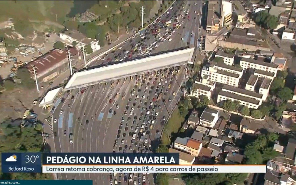 Imagem aérea do engarrafamento formado na manhã desta sexta-feira - Reprodução/TV Globo