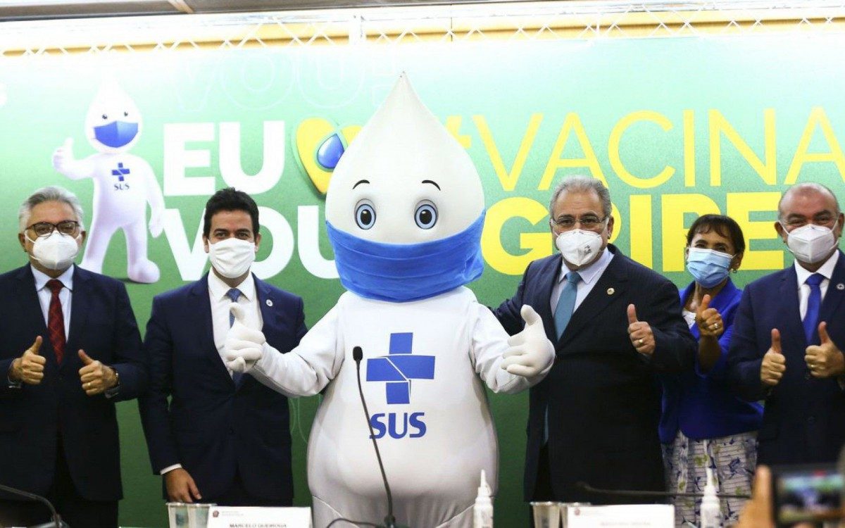 Ministro da Saúde, Marcelo Queiroga, durante o lançamento da Campanha Nacional de Vacinação contra a gripe Ministro da Saúde, Marcelo Queiroga, durante o lançamento da Campanha Nacional de Vacinação contra a gripe