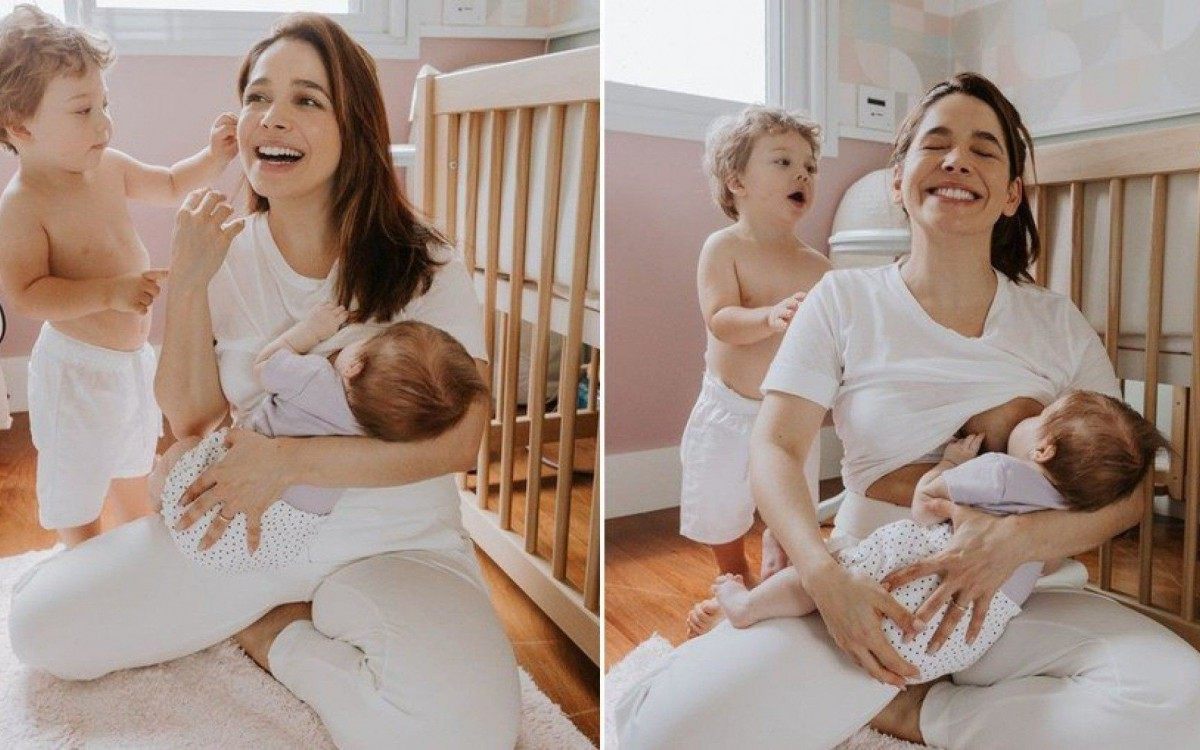 Sabrina Petraglia com os filhos Gael e Maya