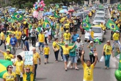 Funcionário do Planalto distribui bandeiras do Brasil a bolsonaristas em desfile