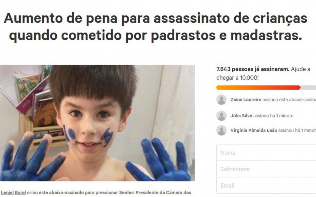 Abaixo-assinado criado por Leniel Borel, pai de Henry Borel