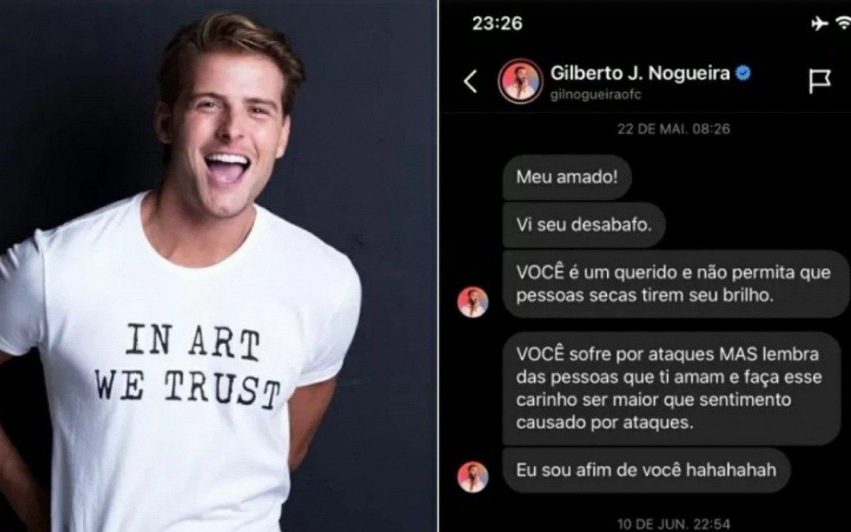 Daniel mostra mensagens que recebeu de Gil no ano passado