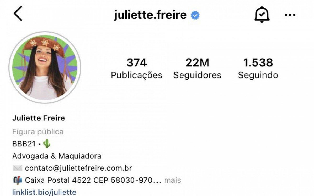 Juliette Freire conquista 11 milhões de seguidores um mês depois de entrar  no BBB21