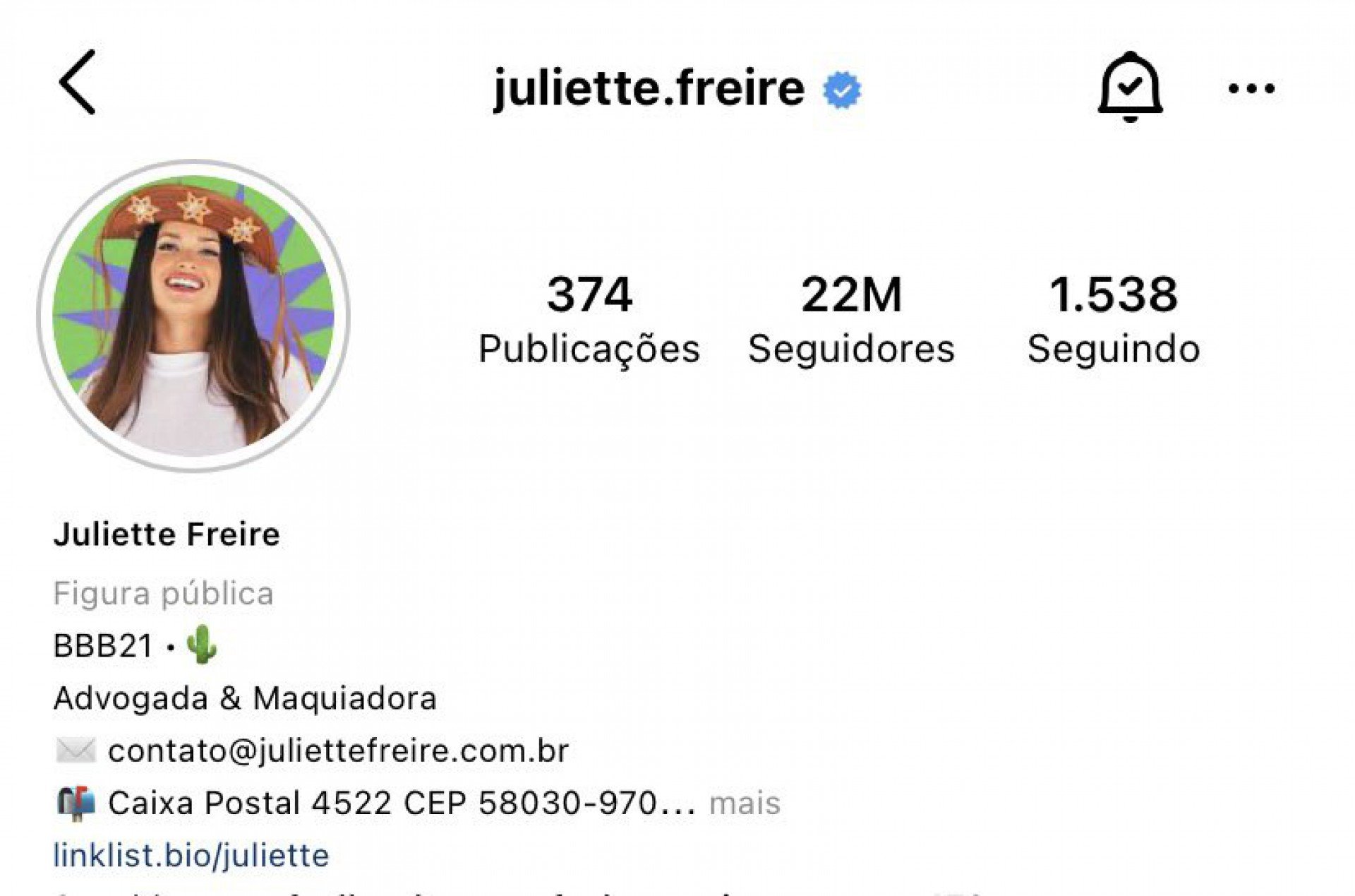 Juliette - reprodução do Instagram