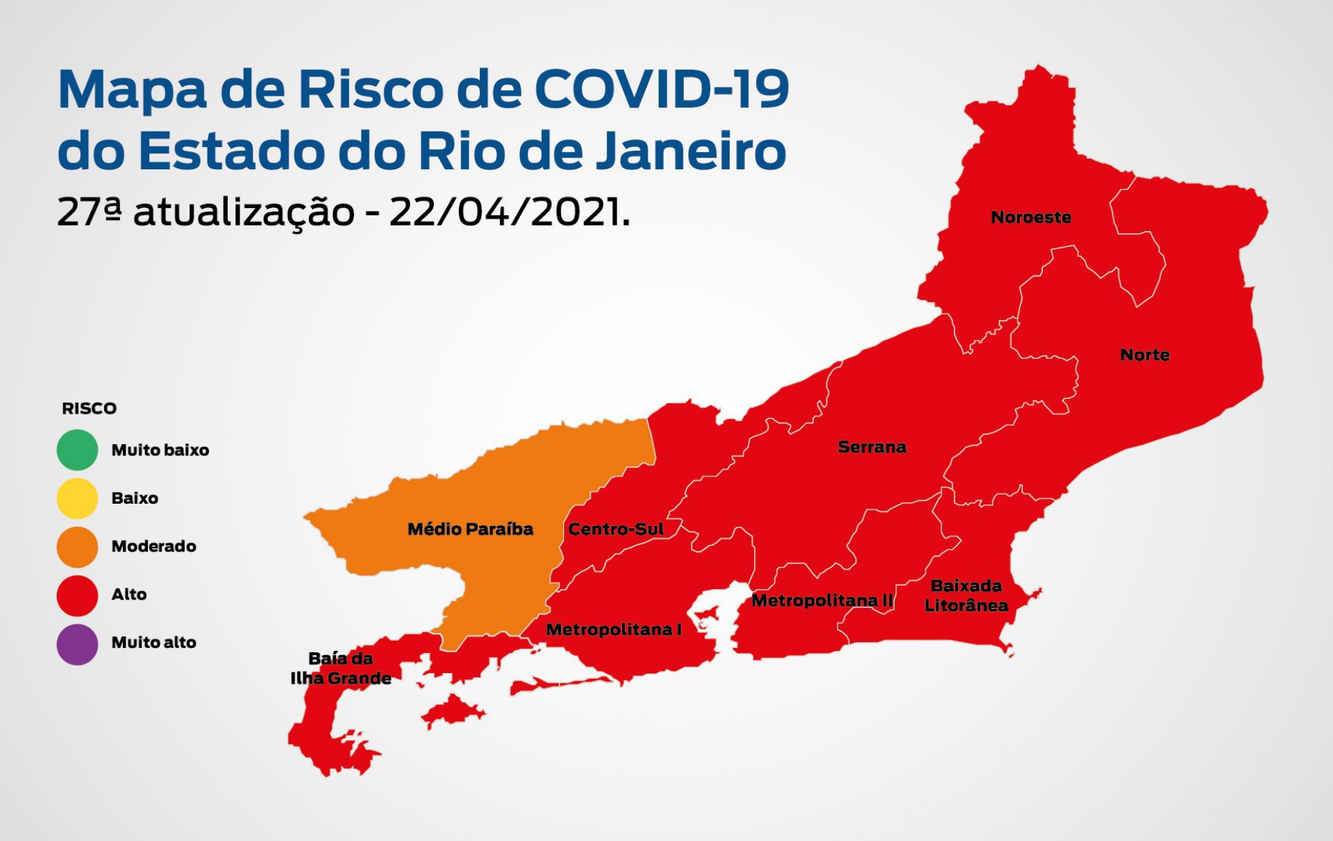 Rio apresenta bandeira vermelha no mapa de risco da covid-19