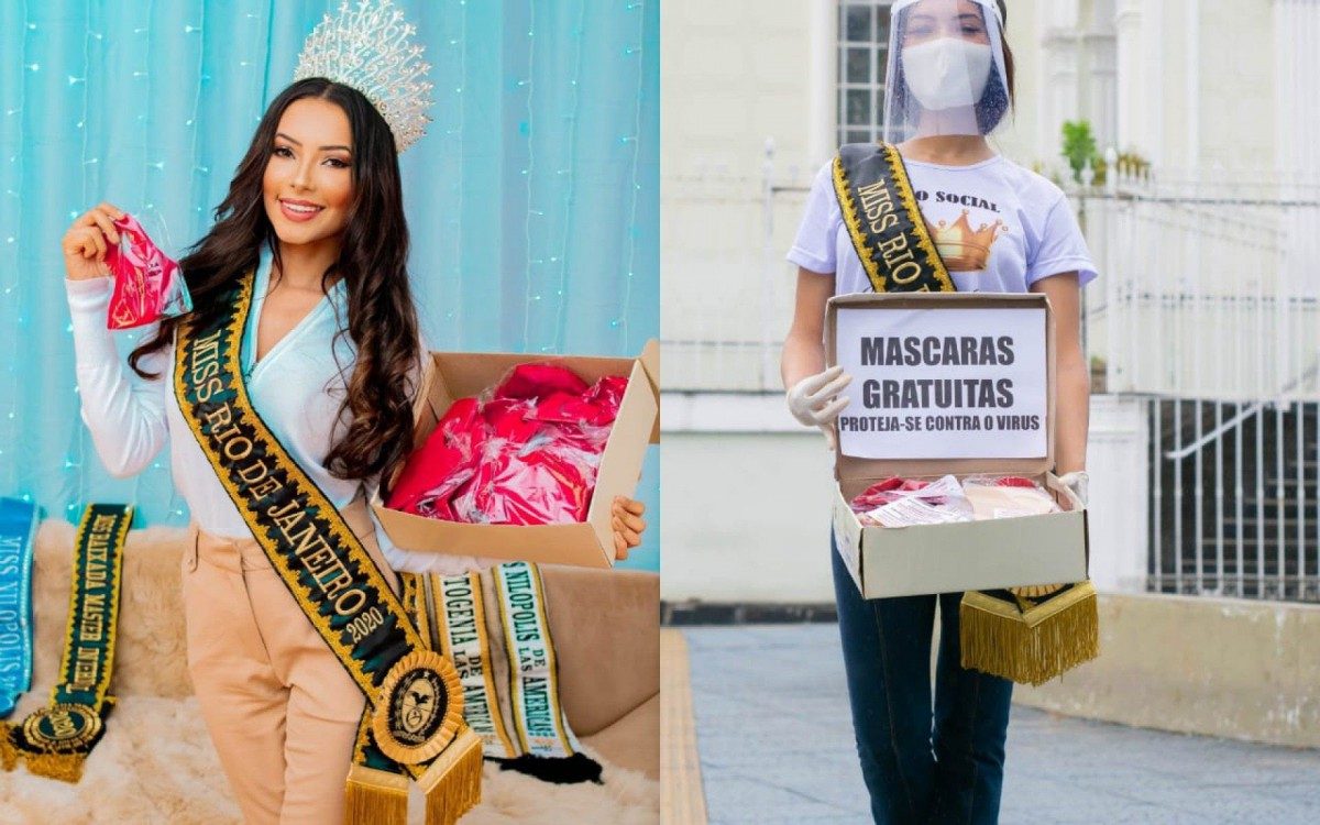 A Miss promove, por sua cidade e munic&iacute;pios vizinhos, entrega de cobertores e costura m&aacute;scaras para serem distribu&iacute;das gratuitamente