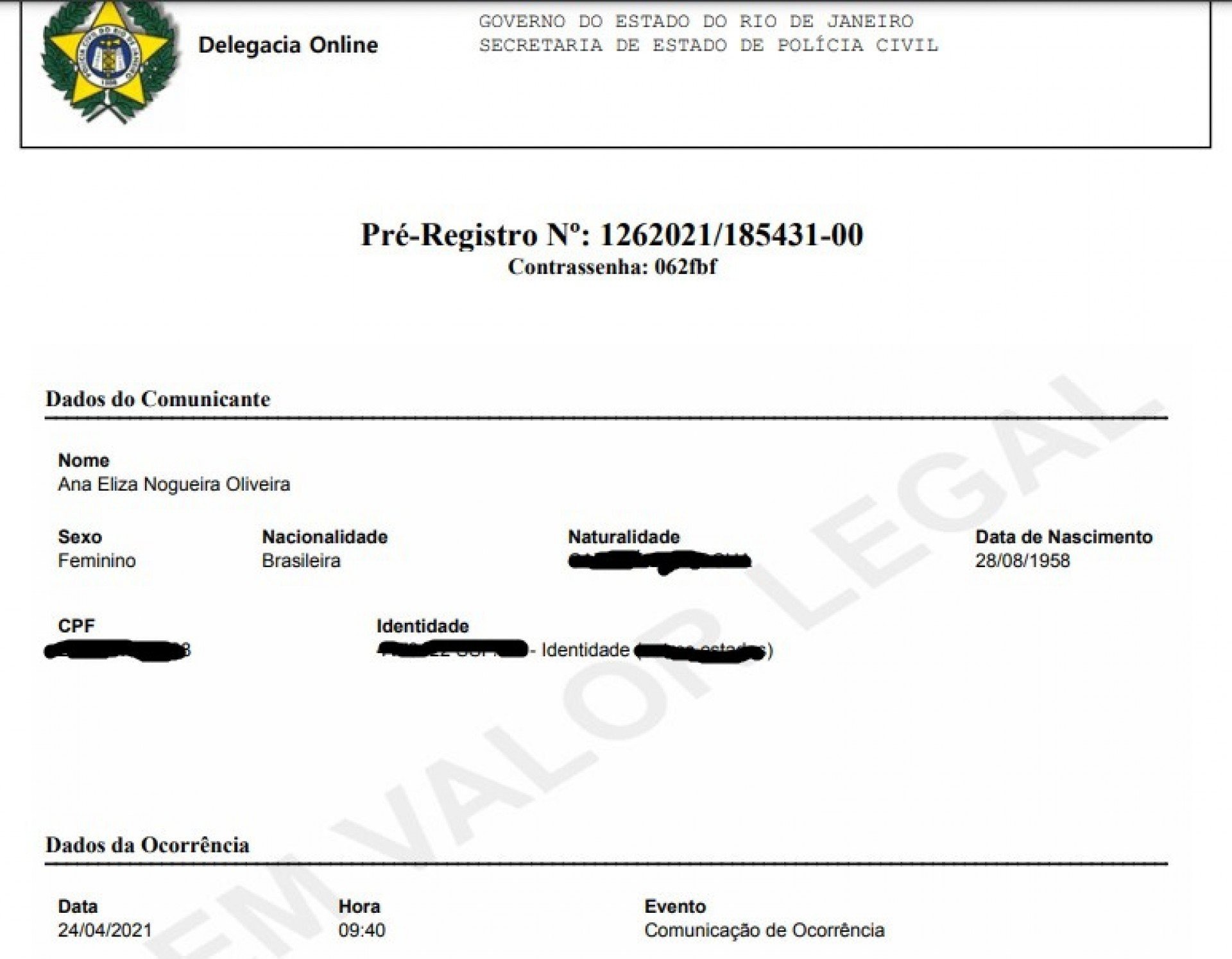 A v&iacute;tima fez um Registro de Ocorr&ecirc;ncia do golpe - Andr&eacute;a Reys (RC24h)