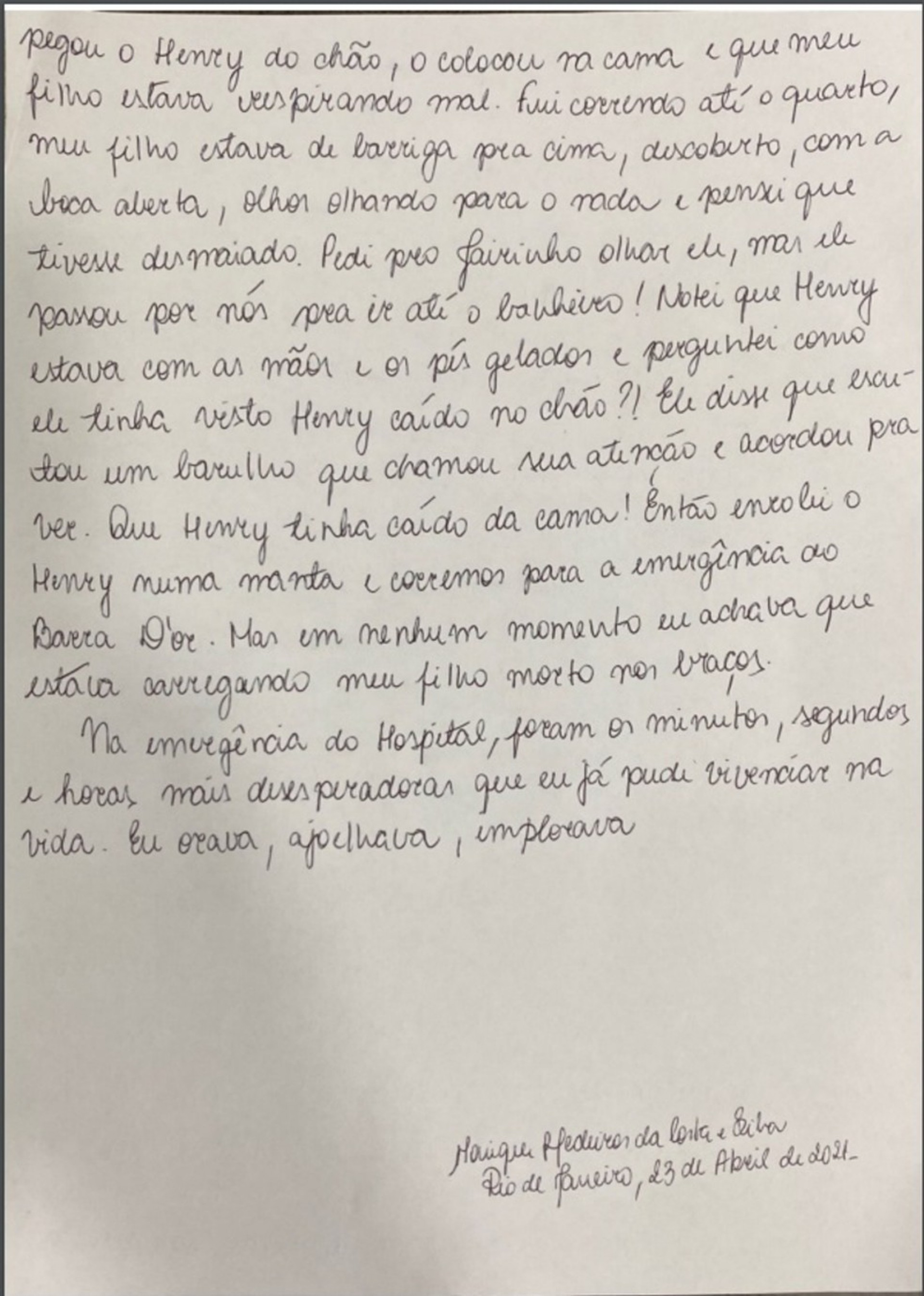Carta escrita por Monique Medeiros à nova defesa - Reprodução TV Globo