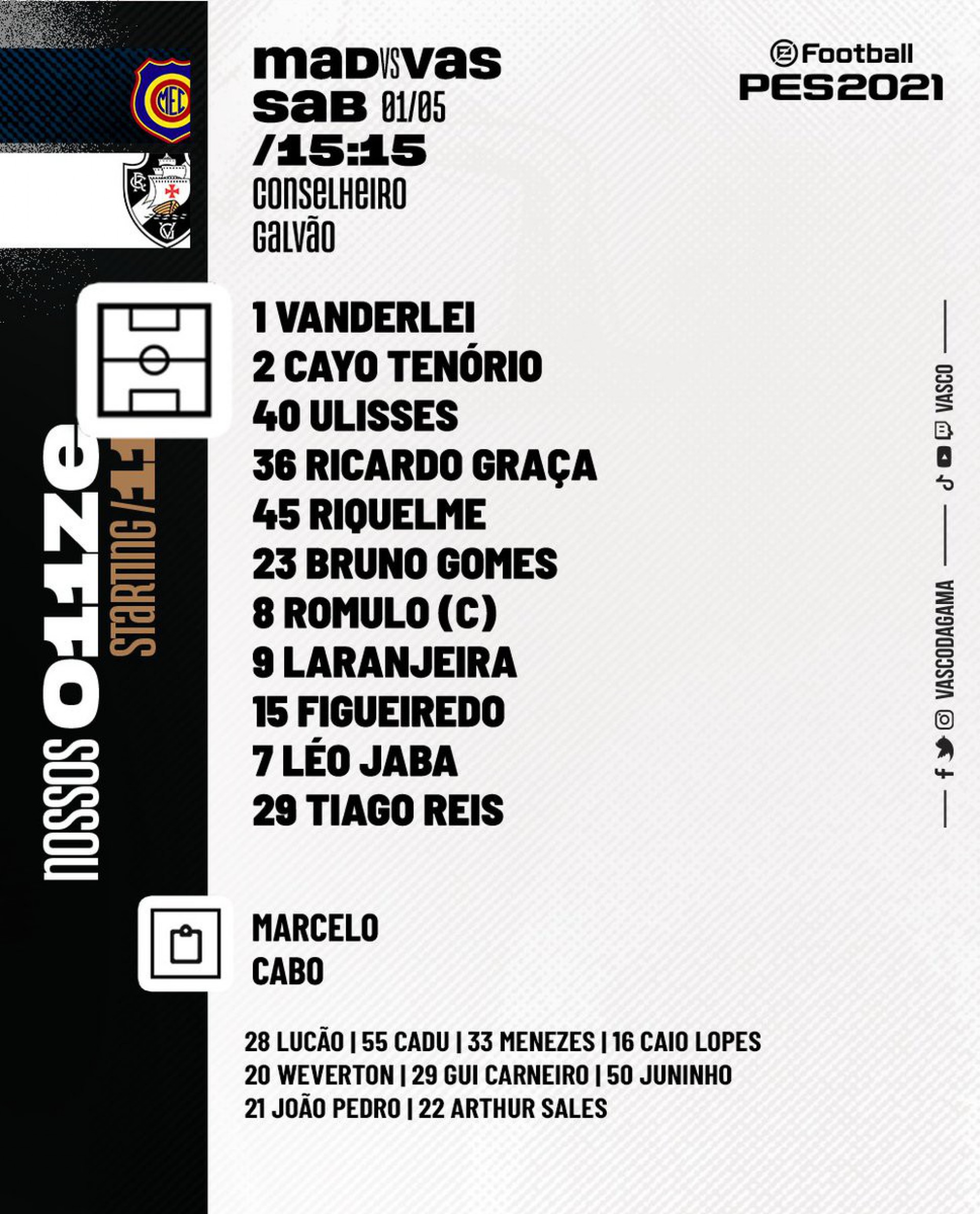 Vasco poupa titulares e confirma a estreia de Romulo contra o Madureira