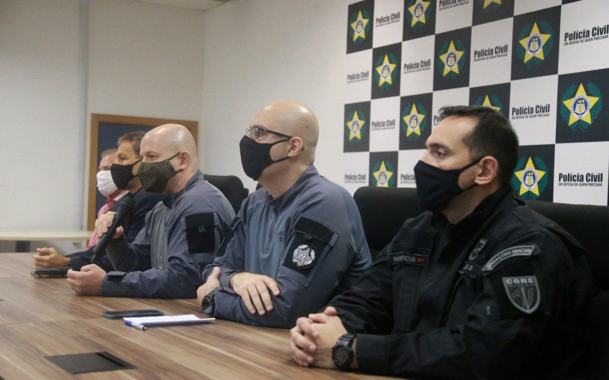 Cidade da Pol&iacute;cia - Presos e apreen&ccedil;&otilde;es da Opera&ccedil;&atilde;o da Pol&iacute;cia Civil na comunidade do Jacarezinho que deixou 25 mortos. Essa foi a a&ccedil;&atilde;o mais letal da policia em uma comunidade do Rio de Janeiro.