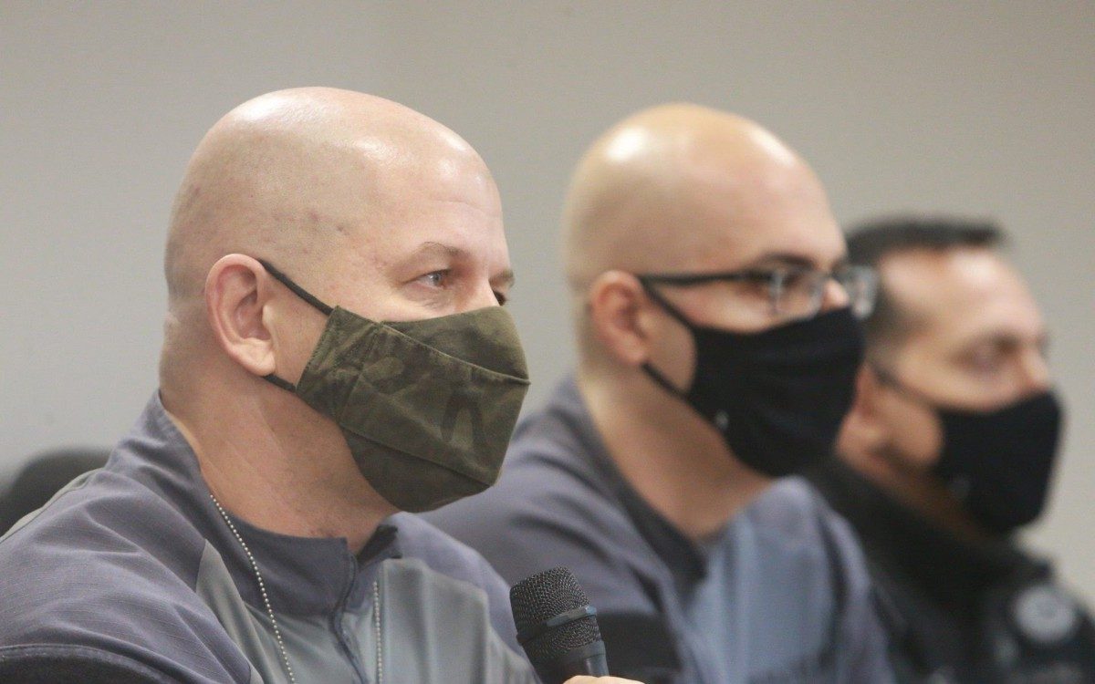 Cidade da Pol&iacute;cia - Presos e apreen&ccedil;&otilde;es da Opera&ccedil;&atilde;o da Pol&iacute;cia Civil na comunidade do Jacarezinho que deixou 25 mortos. Essa foi a a&ccedil;&atilde;o mais letal da policia em uma comunidade do Rio de Janeiro.