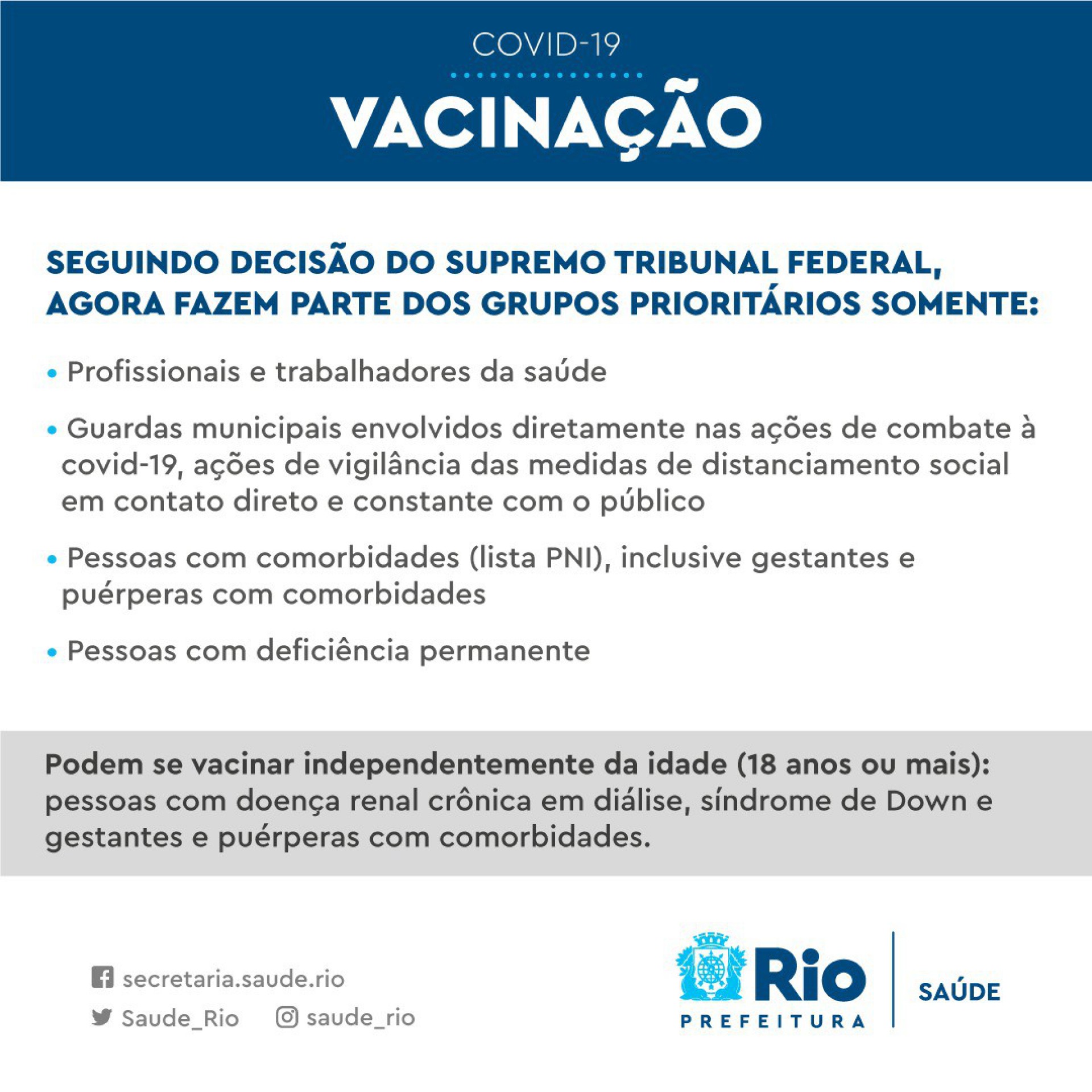Medida cumpre determinação do STF - Divulgação/Secretaria Municipal de Saúde