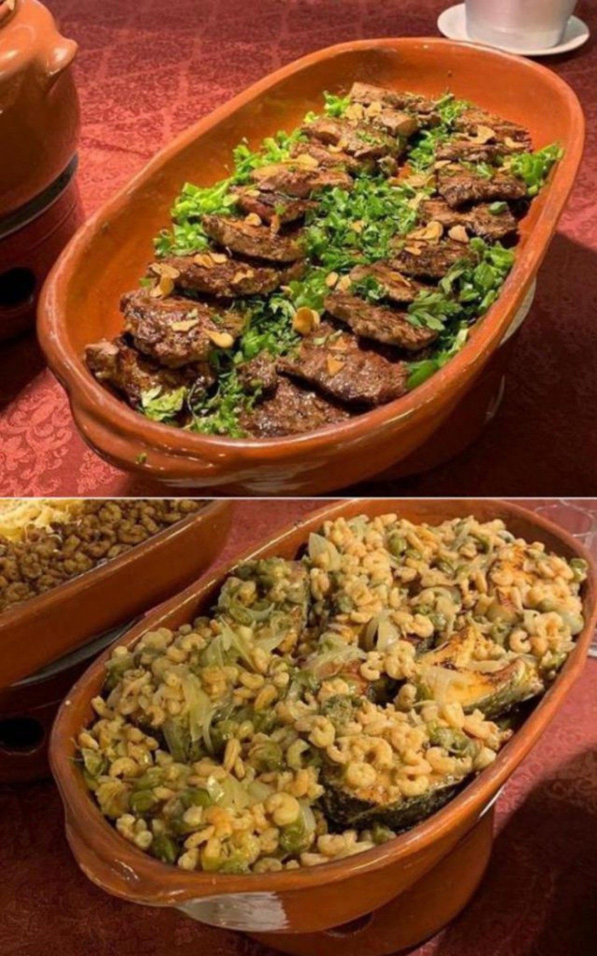 Salmão, camarões e filé mignon sempre presente nos banquetes servidos aos oficiais nas festas que não pararam na pandemia