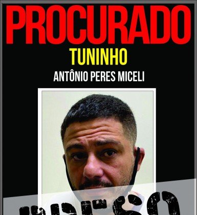Antônio Peres Miceli, o Tuninho, estava foragido desde agosto de 2020 - Portal dos Procurados