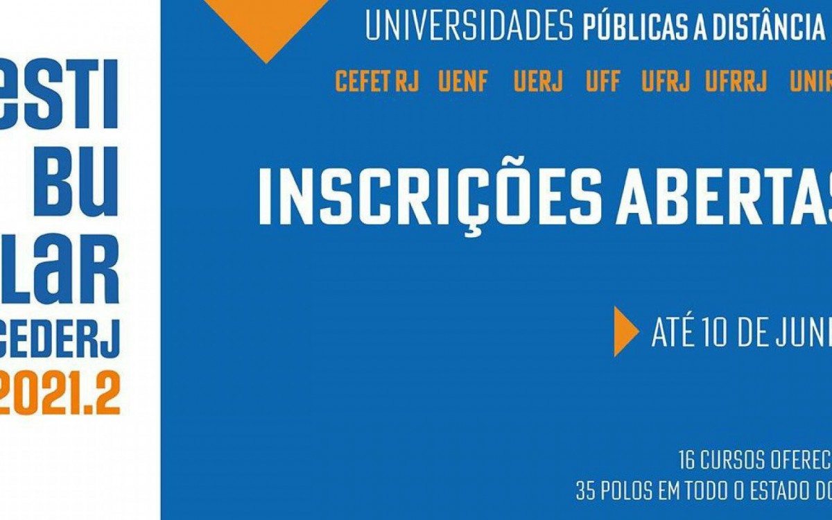Vestibular Cederj abre inscri&ccedil;&otilde;es para gradua&ccedil;&atilde;o a dist&acirc;ncia