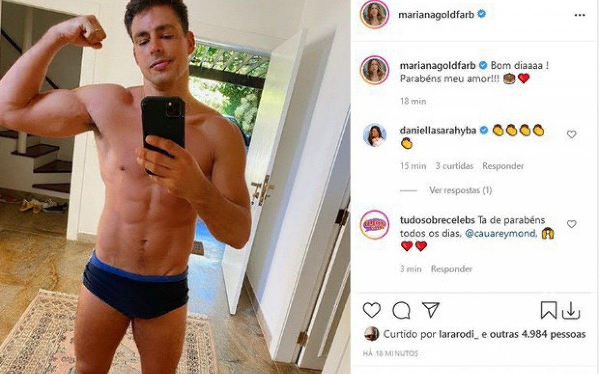 Mariana Goldfarb parabeniza Cau&atilde; Reymond com foto de cueca