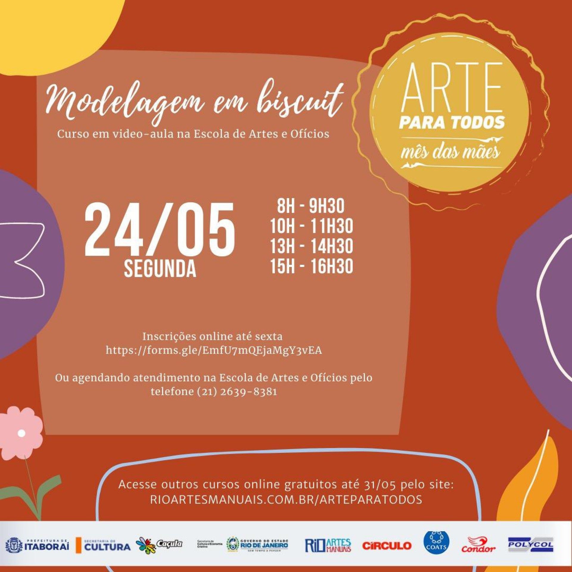 Inscri&ccedil;&otilde;es abertas para oficina de biscuit do Programa Artes Para Todos 