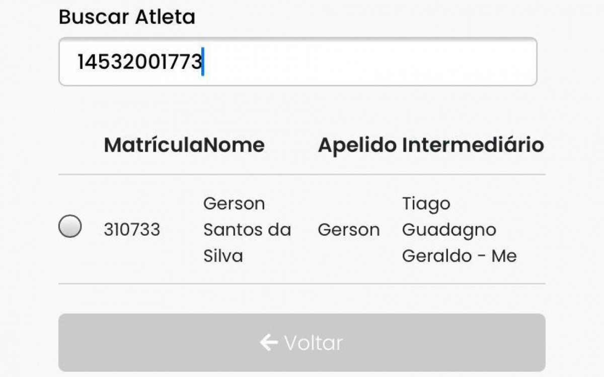 Consulta feita ao site da CBF mostra Tiago como intermedi&aacute;rio oficial de Gerson