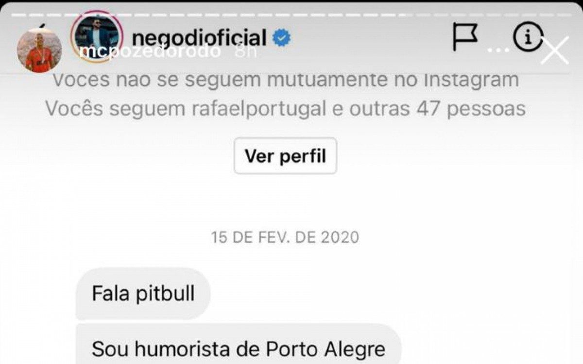 Mc Poze mostra mensagem antiga de Nego Di