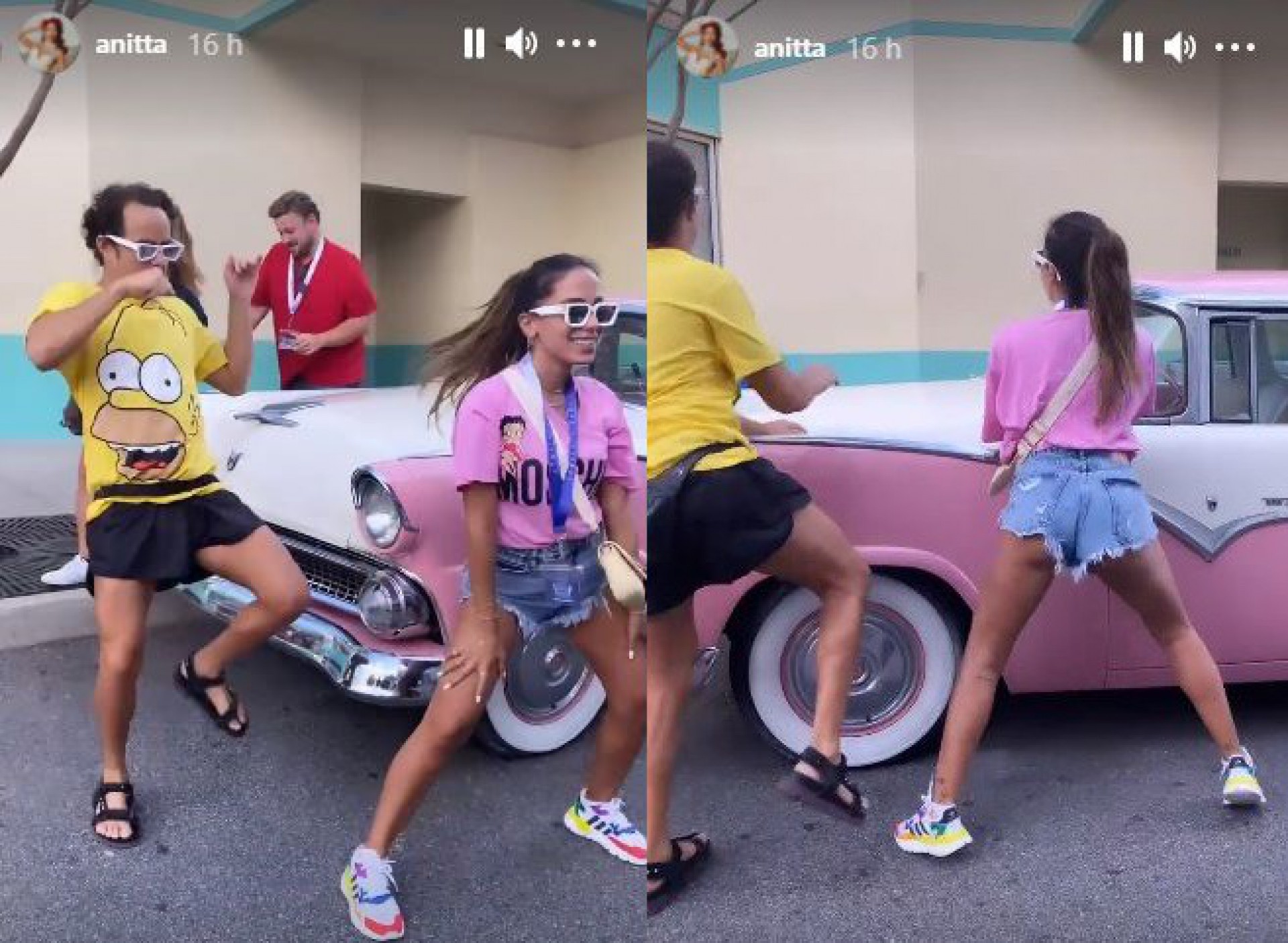 Anitta faz performance de 'Girl From Rio' com amigos no meio da rua