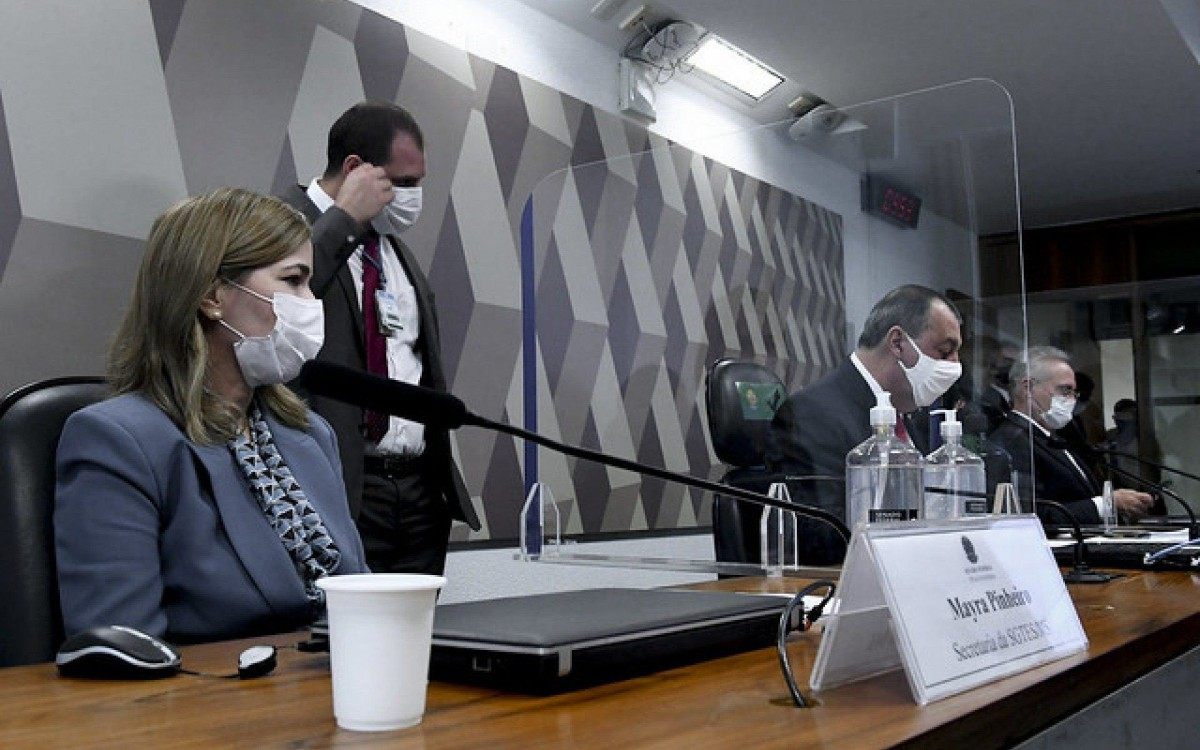 A secret&aacute;ria de Gest&atilde;o do Trabalho e da Educa&ccedil;&atilde;o na Sa&uacute;de do Minist&eacute;rio da Sa&uacute;de, Mayra Pinheiro na CPI da Covid