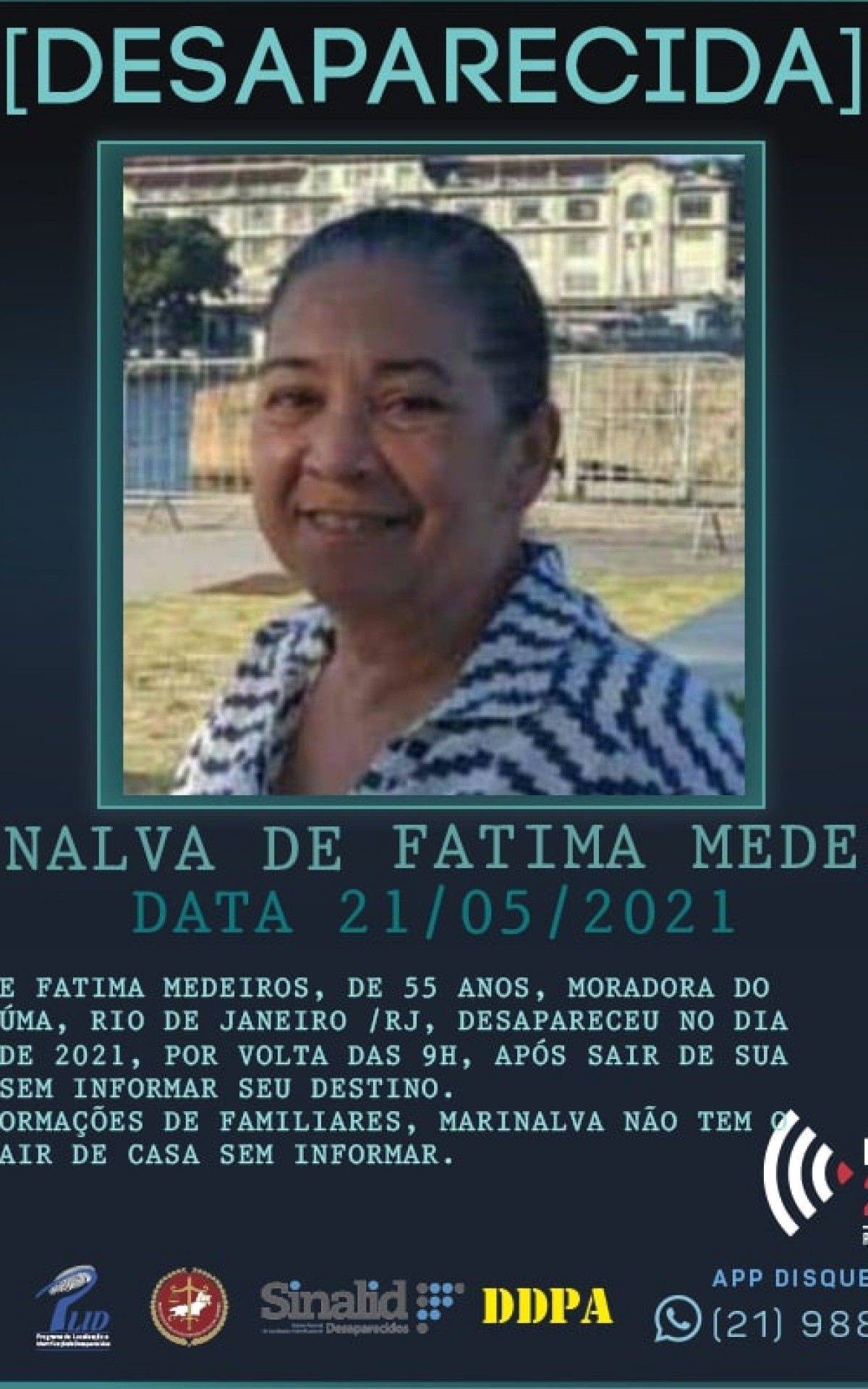 Marinalva n&Atilde;&pound;o &Atilde;&copy; vista desde que saiu de casa no &Atilde;&ordm;ltimo dia 21 de maio