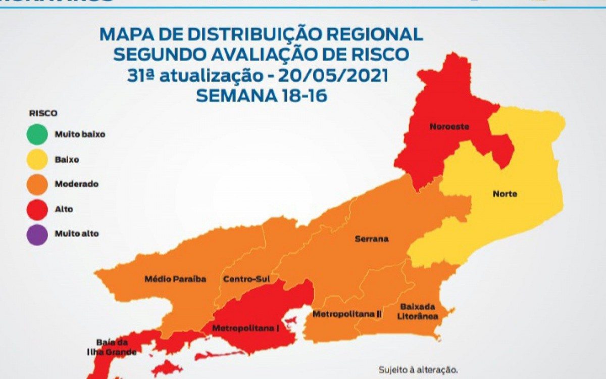Noroeste Fluminense segue em risco alto para cont&aacute;gio da Covid-19.
