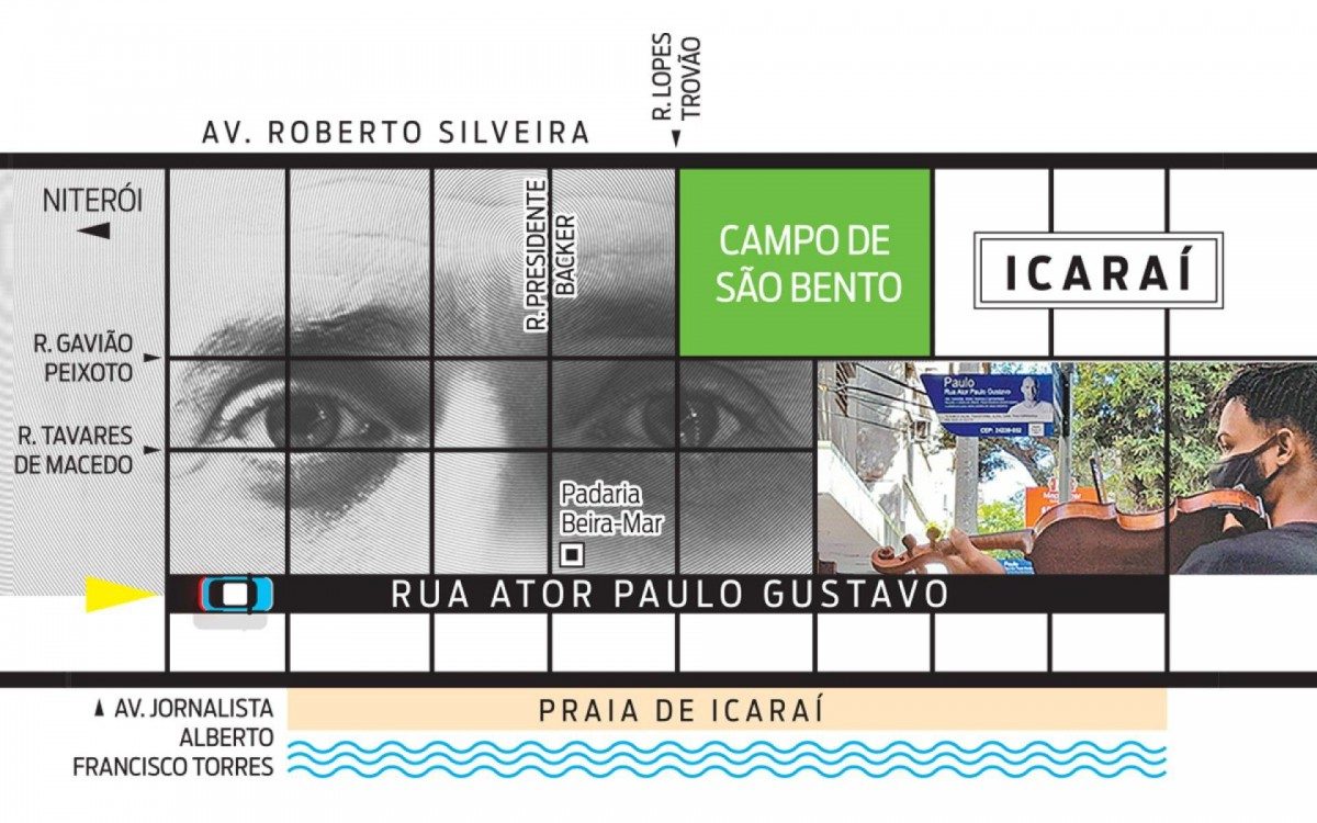 Ainda tive tempo de conferir outra placa, com mais uma mensagem de Paulo Gustavo: &quot;Ame na pr&aacute;tica, na a&ccedil;&atilde;o, amar &eacute; a&ccedil;&atilde;o, amar &eacute; arte&quot;.