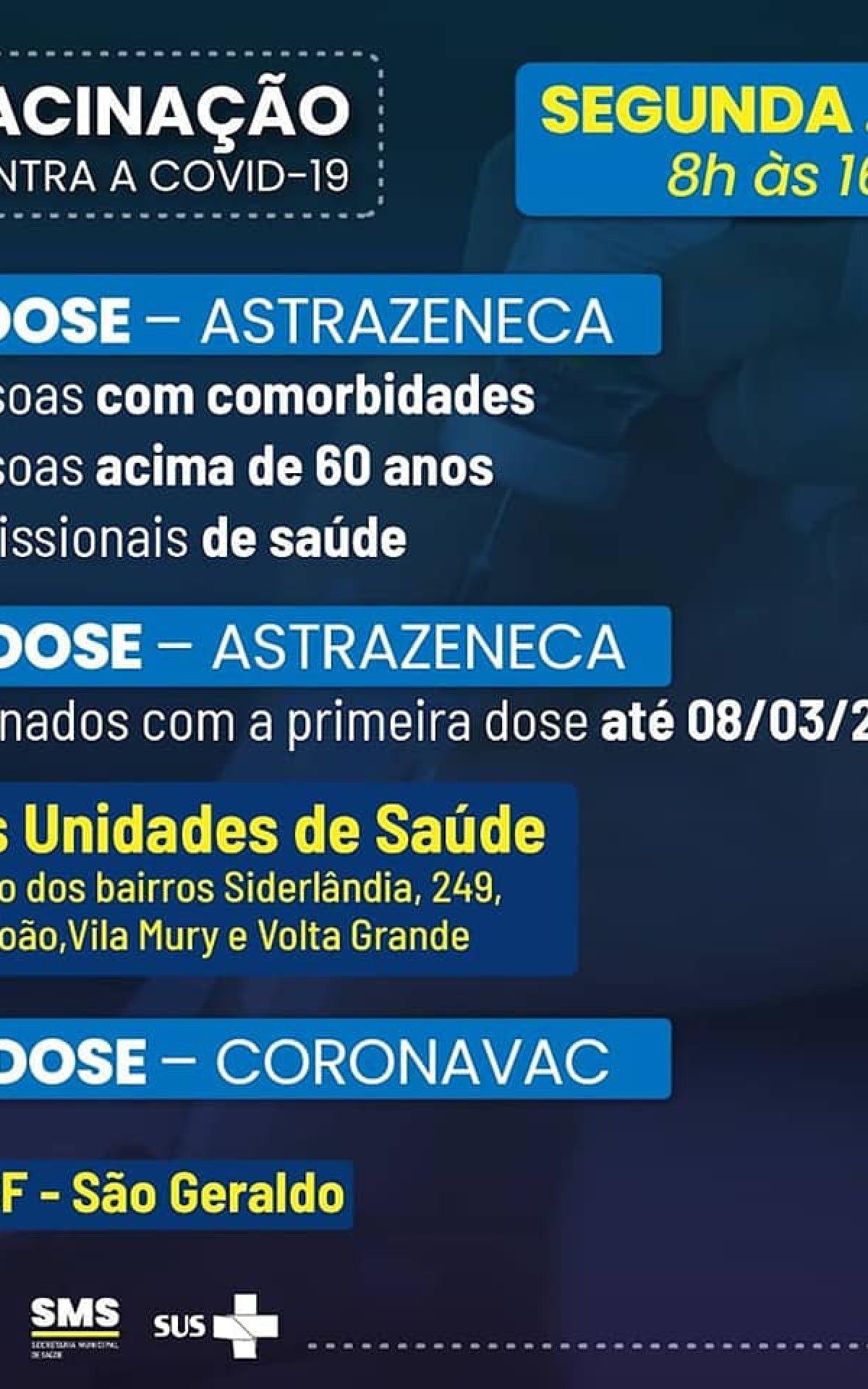 Confira a programação de vacinação contra a covid-19 nesta segunda-feira dia, 31, em Volta Redonda - Divulgação