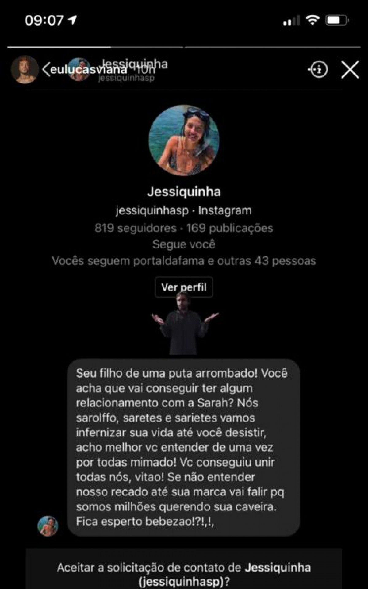 Lucas Viana recebe ameaças