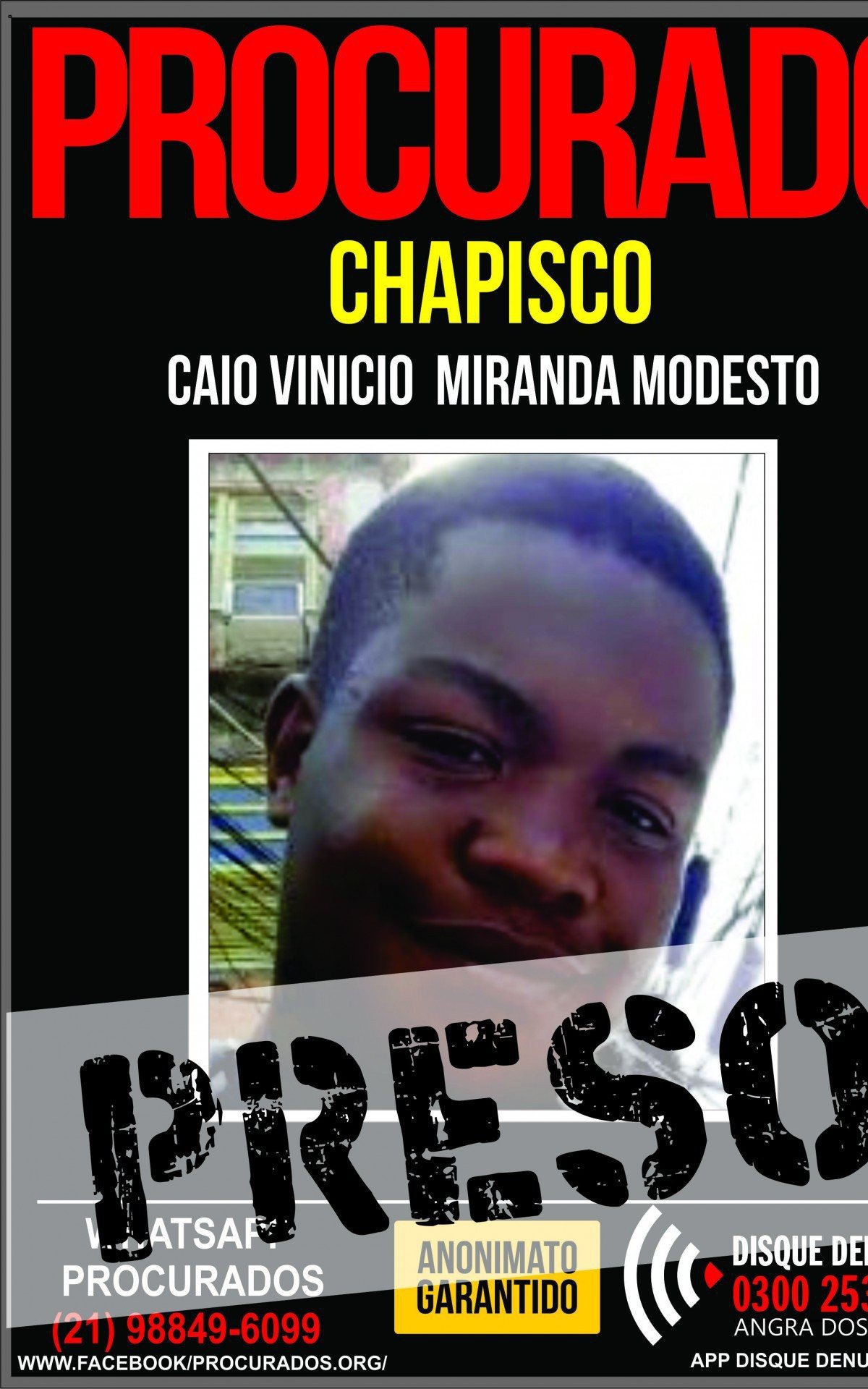 Caio Vin&Atilde;&shy;cio Miranda Modesto &Atilde;&copy; conhecido entre os comparsas como Chapisco