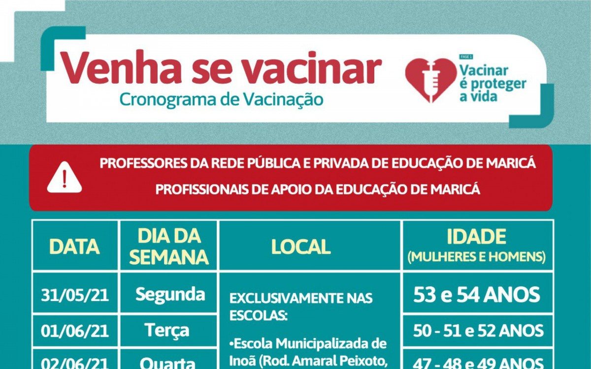 Prefeitura reestrutura calend&aacute;rio de vacina&ccedil;&atilde;o para profissionais da educa&ccedil;&atilde;o 

 